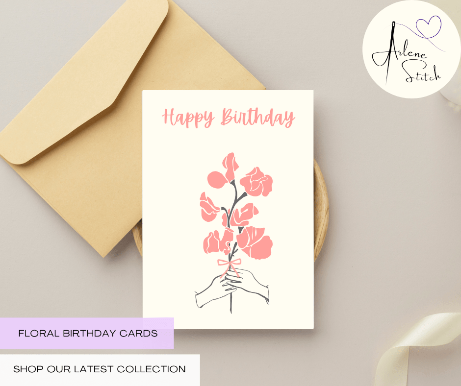April Sweetpea "Happy Birthday" Floral Birthday Card Paper products