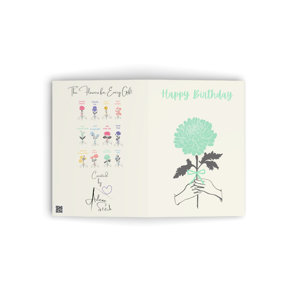 November Chrysanthemum "Happy Birthday" Floral Birthday Card - Arlene Stitch