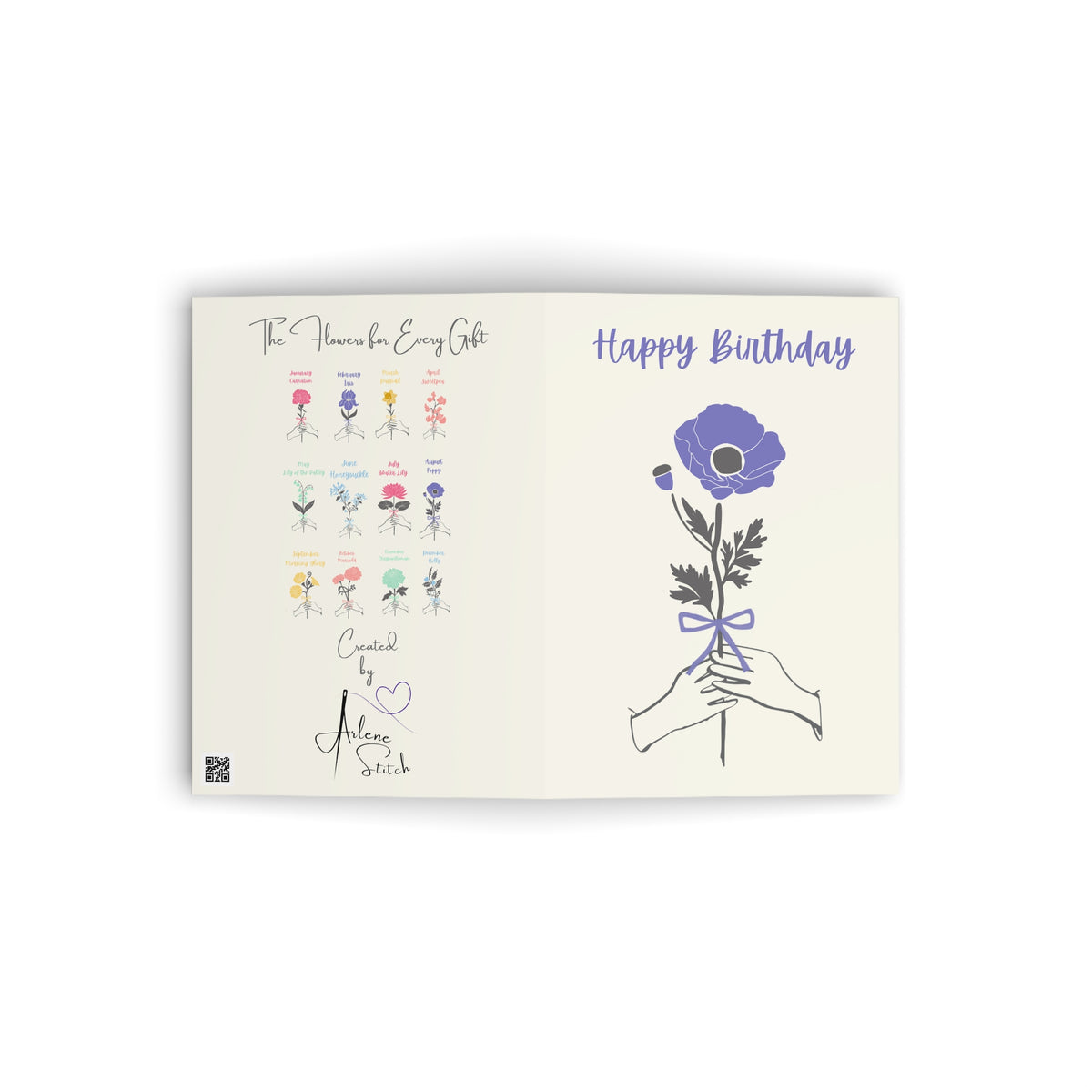 August Poppy "Happy Birthday" Floral Birthday Card - Arlene Stitch