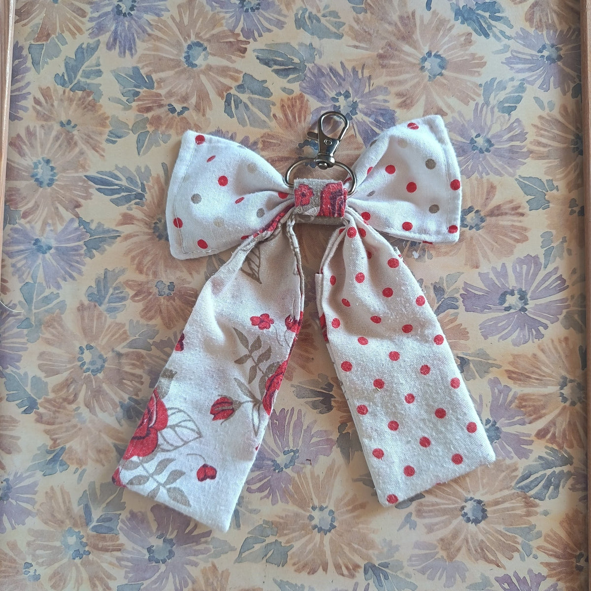 Handmade Bow Keychain - Floral Print 11 - Arlene Stitch