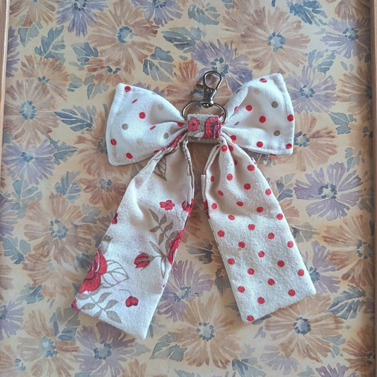 Handmade Bow Keychain - Floral Print 11 - Arlene Stitch