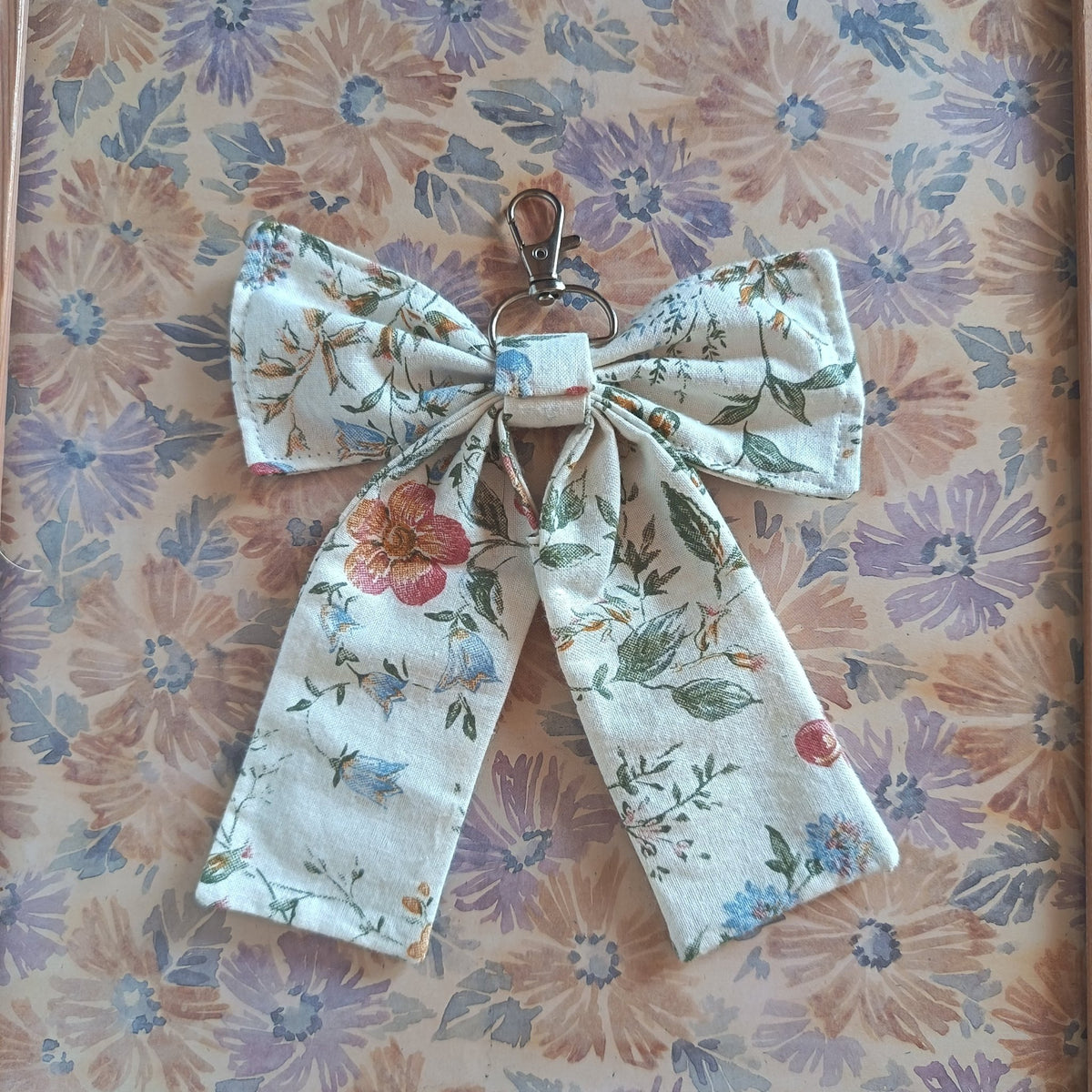 Handmade Bow Keychain - Multi Floral Print A - Arlene Stitch