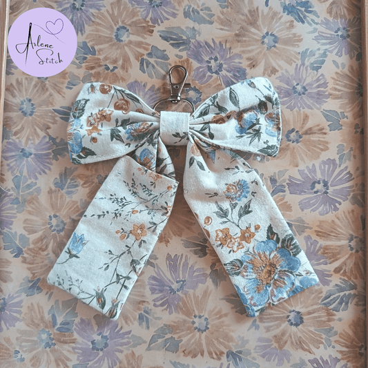 Handmade Bow Keychain - Multi Floral Print A - Arlene Stitch