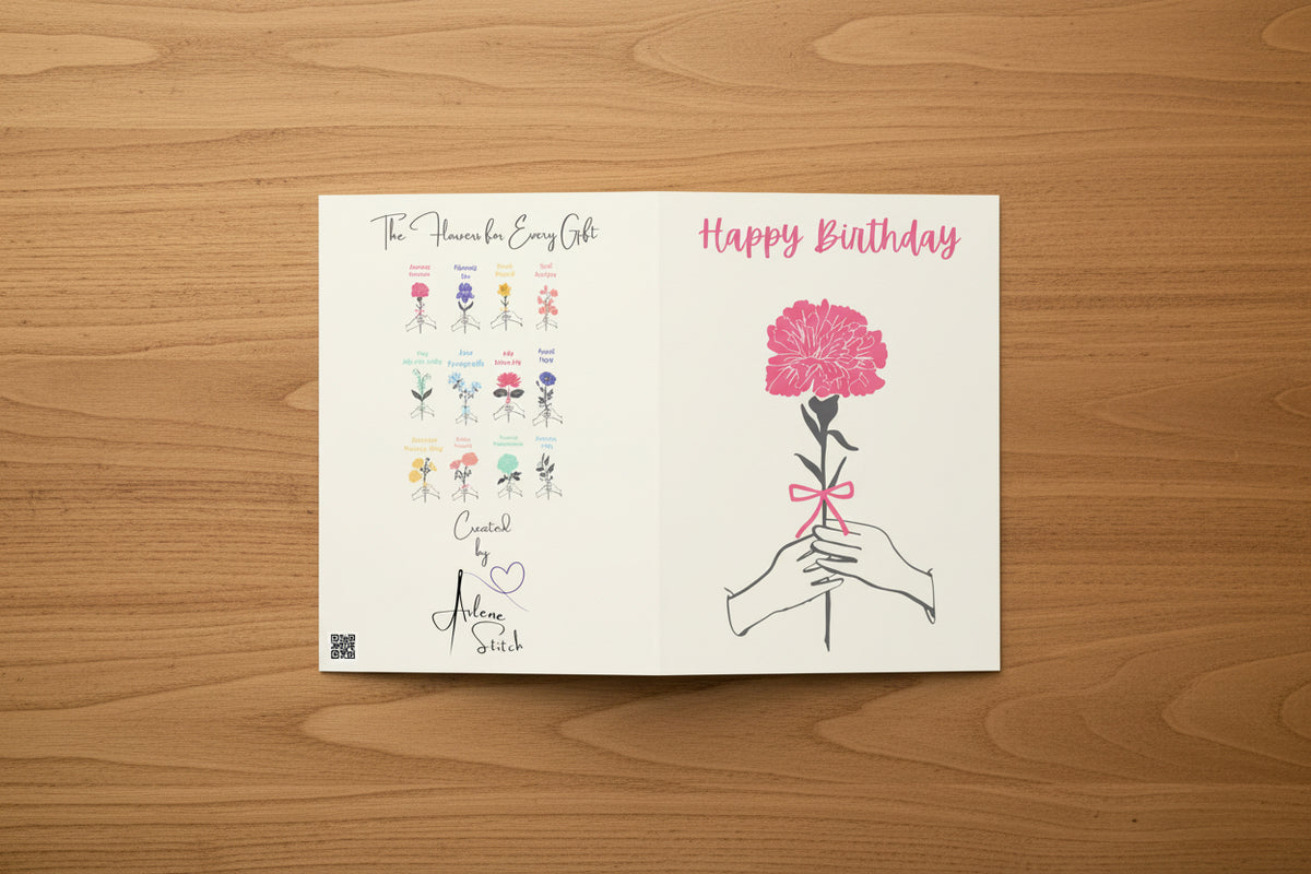 January Carnation "Happy Birthday" Floral Birthday Card Paper products