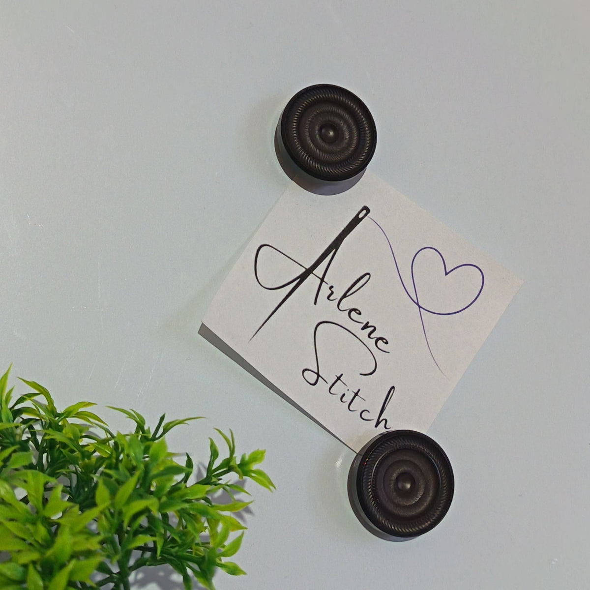 Large Dark Brown Recycled Button Magnets - Arlene Stitch