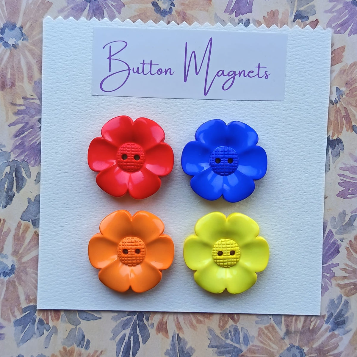 Large Flower Recycled Button Magnets Home Decor