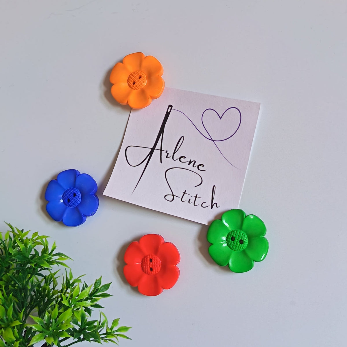 Large Coloured Flower Recycled Button Magnets Home Decor