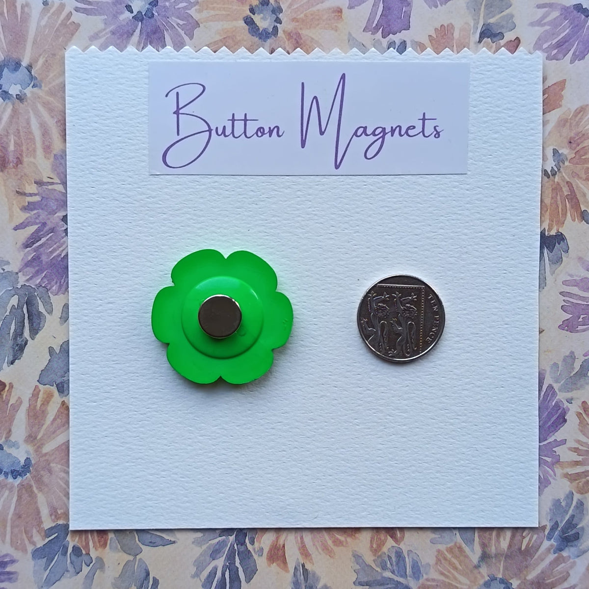 Large Coloured Flower Recycled Button Magnets Home Decor