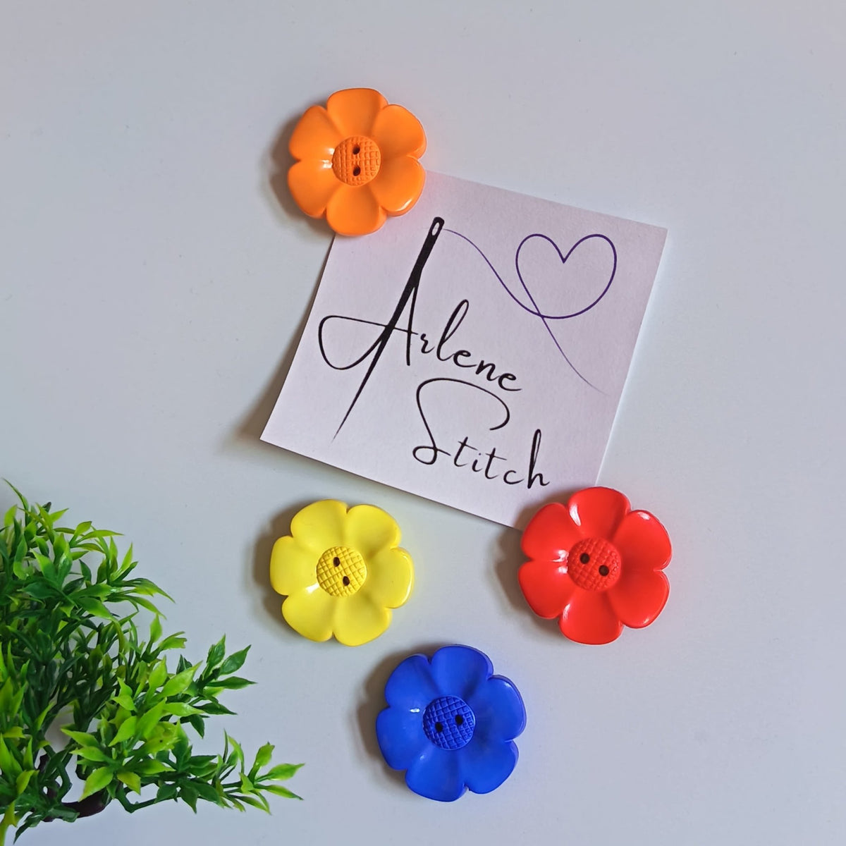 Large Flower Recycled Button Magnets Home Decor
