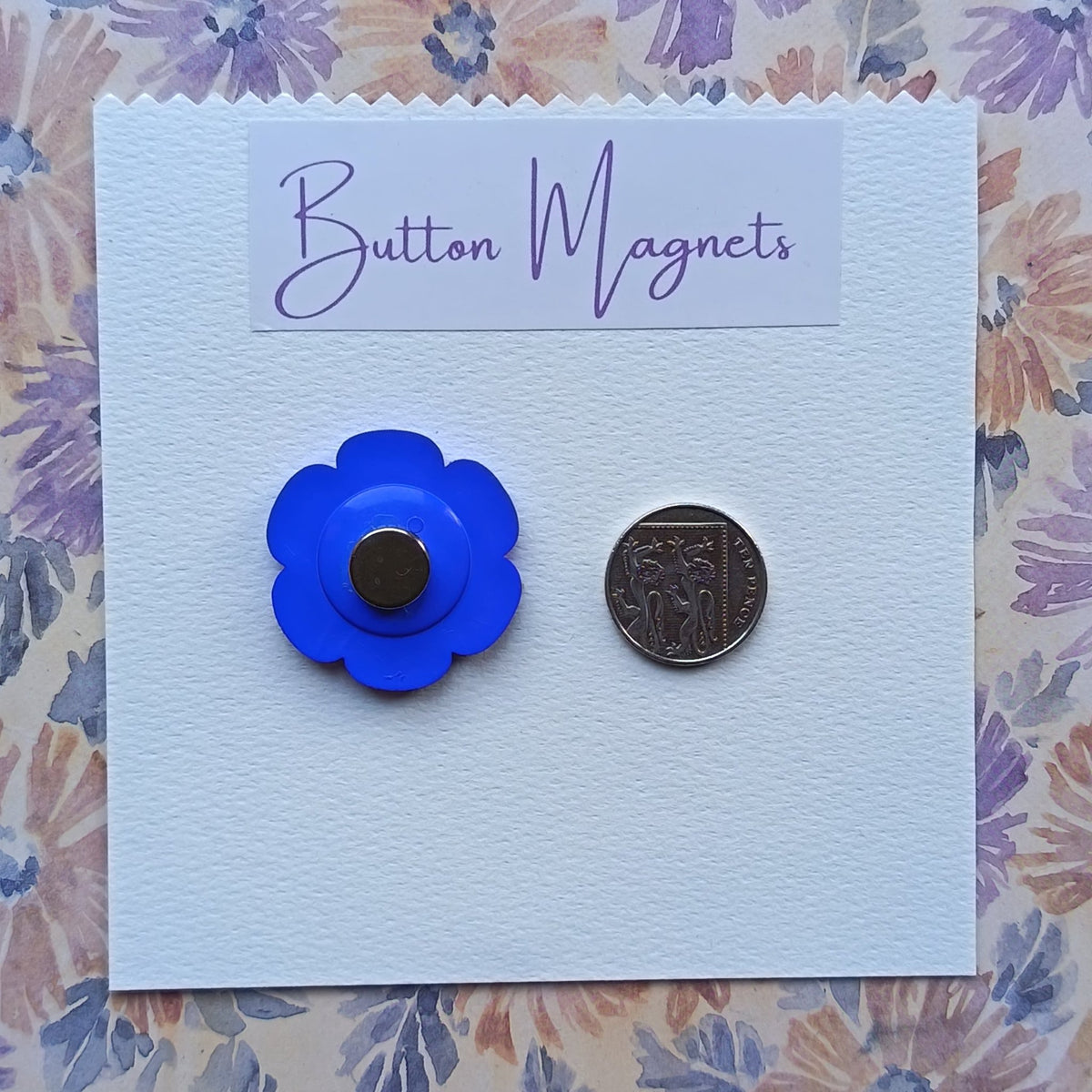 Large Flower Recycled Button Magnets Home Decor