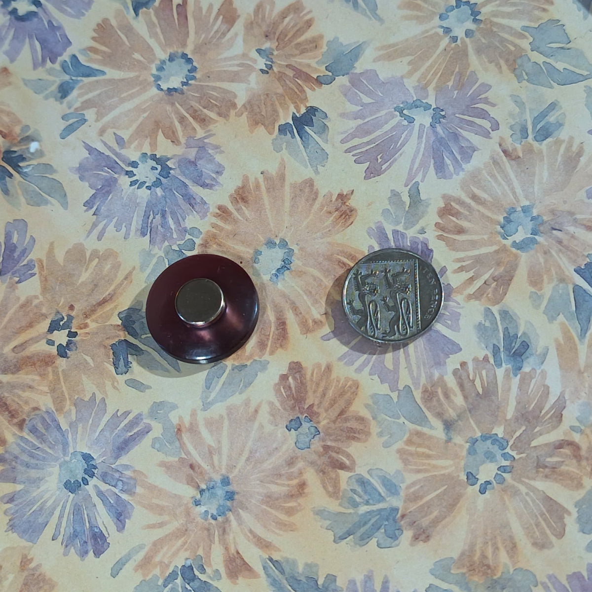 Medium Pink Iridescent Recycled Button Magnets Fridge Magnet