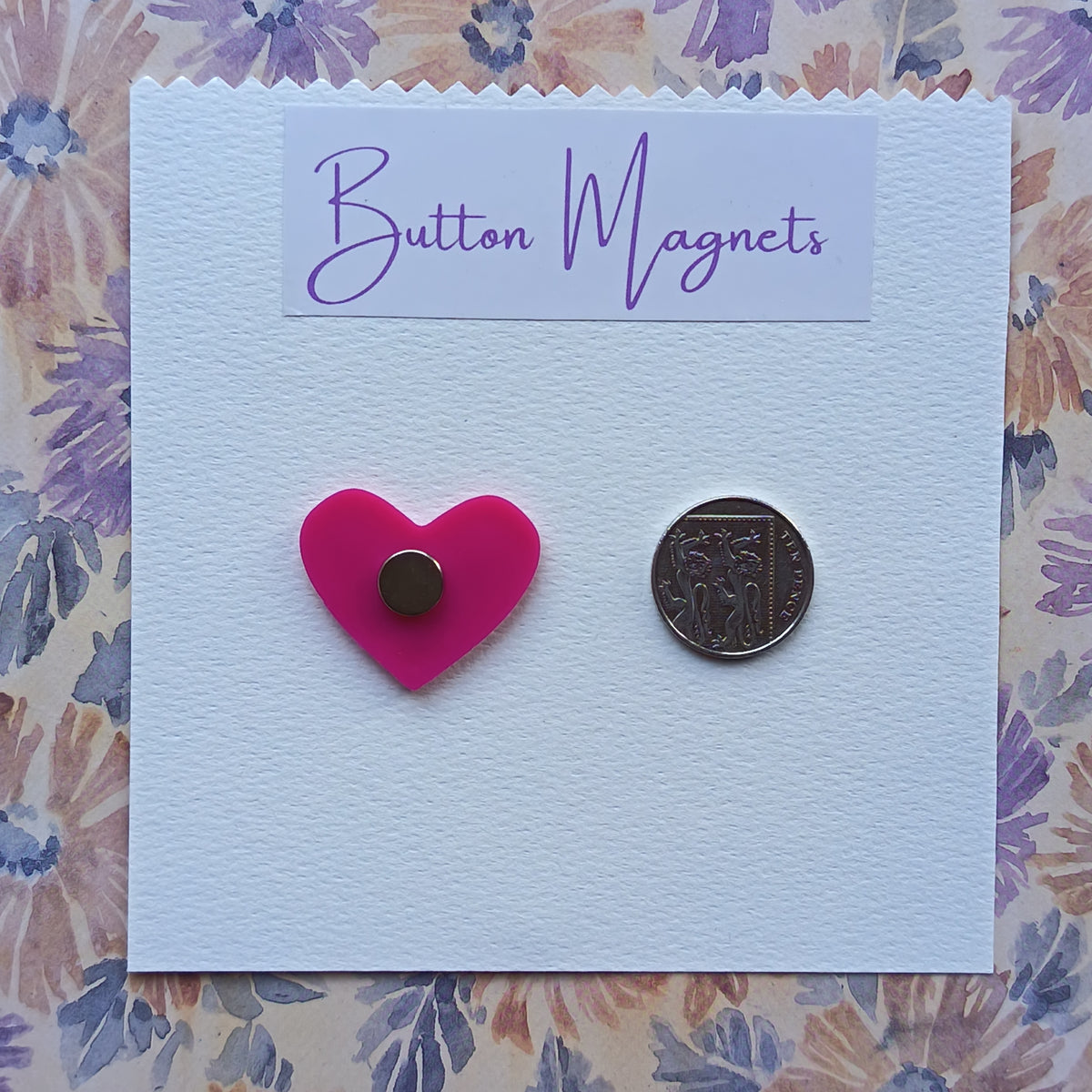 Tri Colour Large Heart Recycled Button Magnets - Arlene Stitch