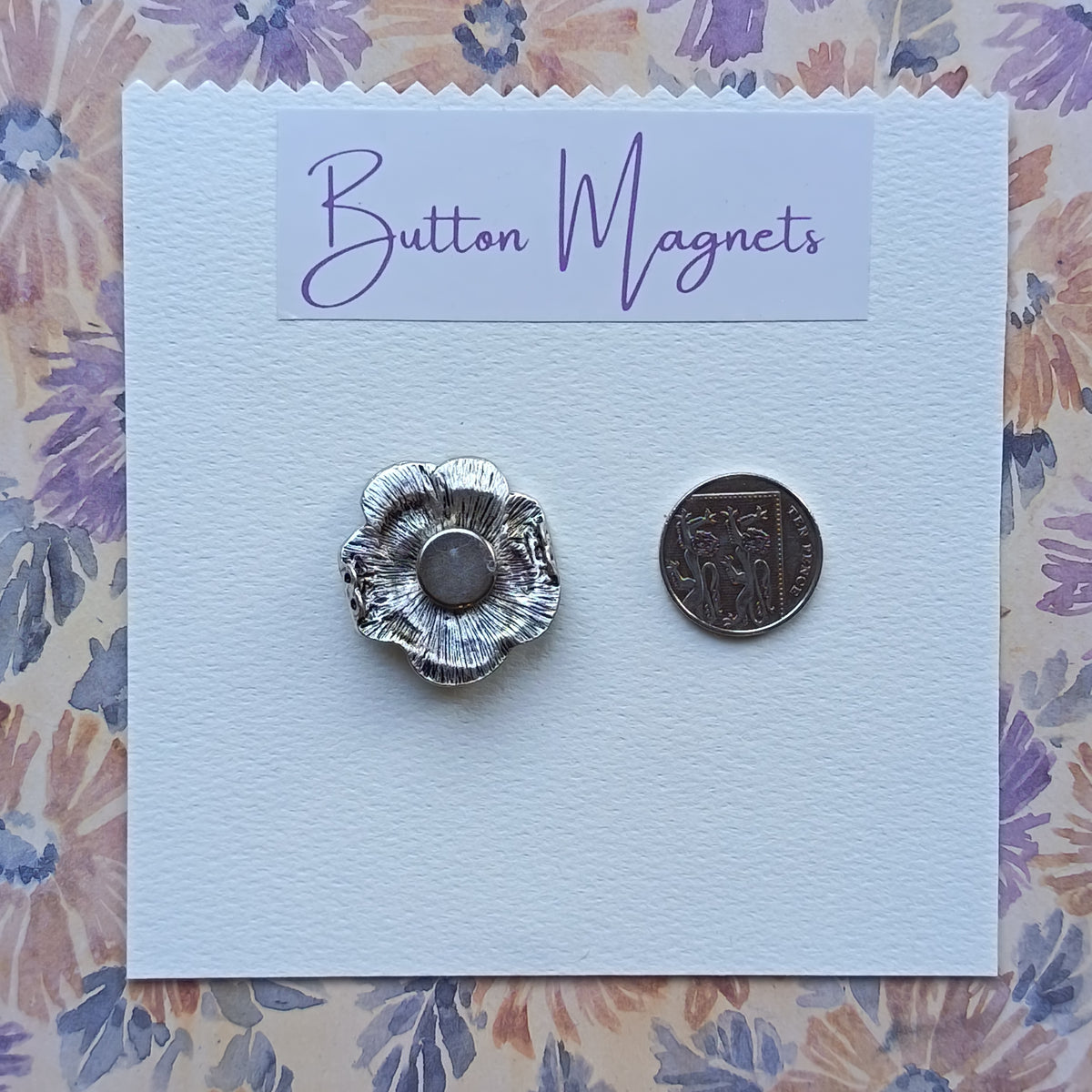 Recycled Button Fridge Magnets Large Metal Rose Set