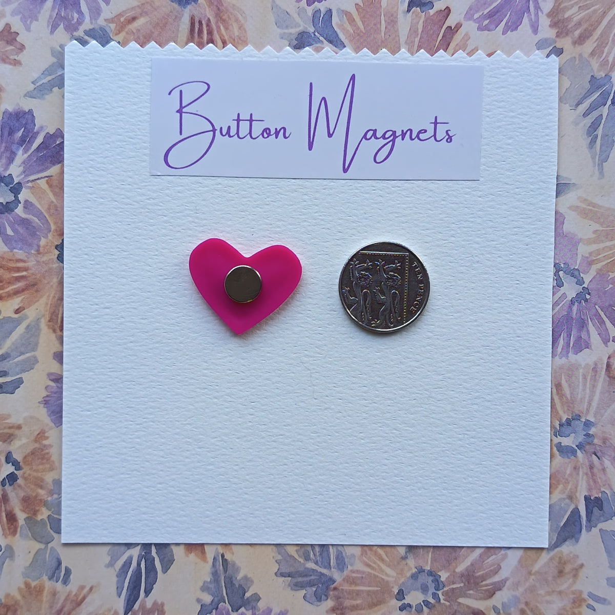 Medium Pink Heart Recycled Button Magnets - Arlene Stitch
