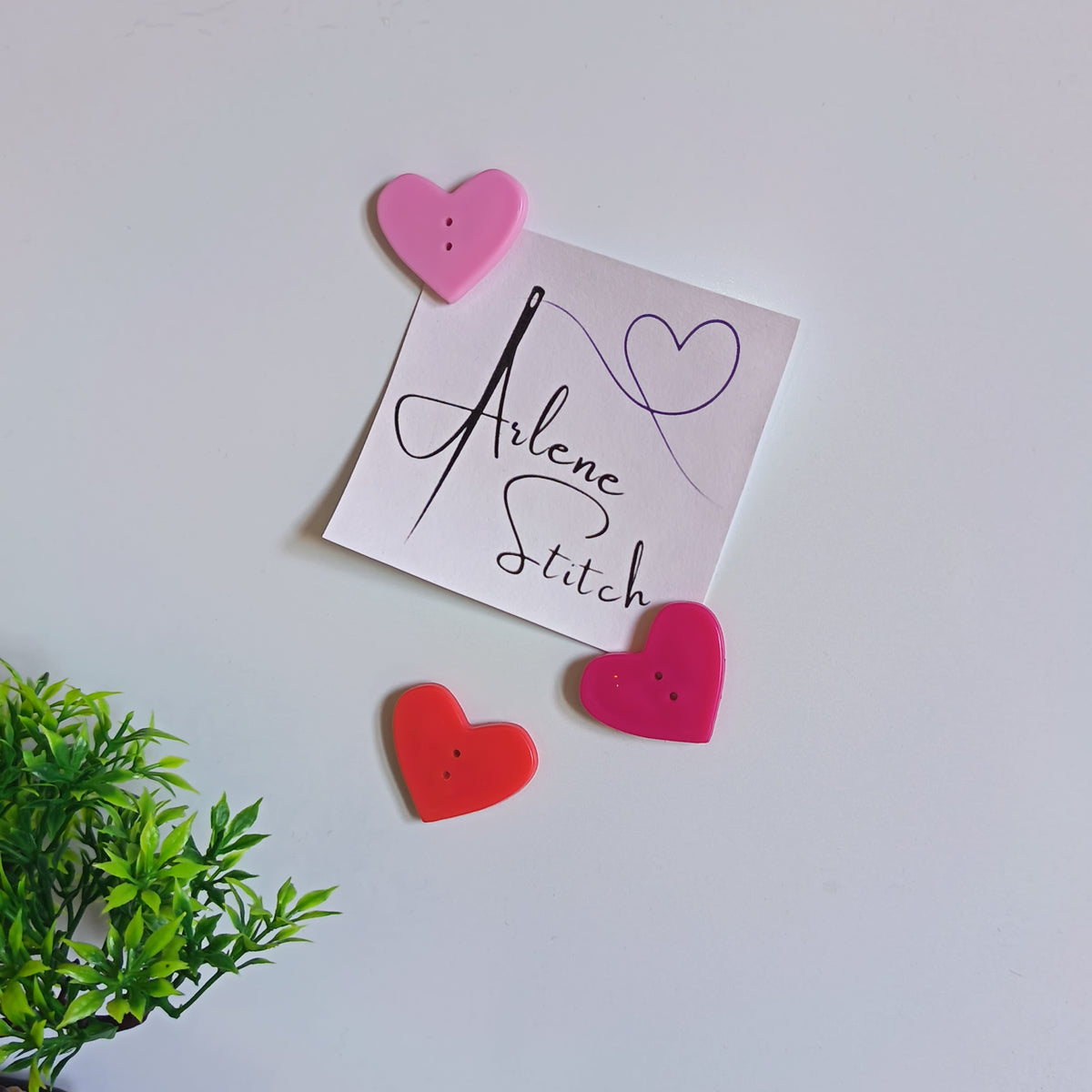 Tri Colour Large Heart Recycled Button Magnets - Arlene Stitch