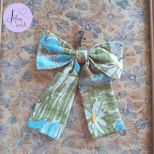 Handmade Bow Keychain - Full Floral Print - Arlene Stitch