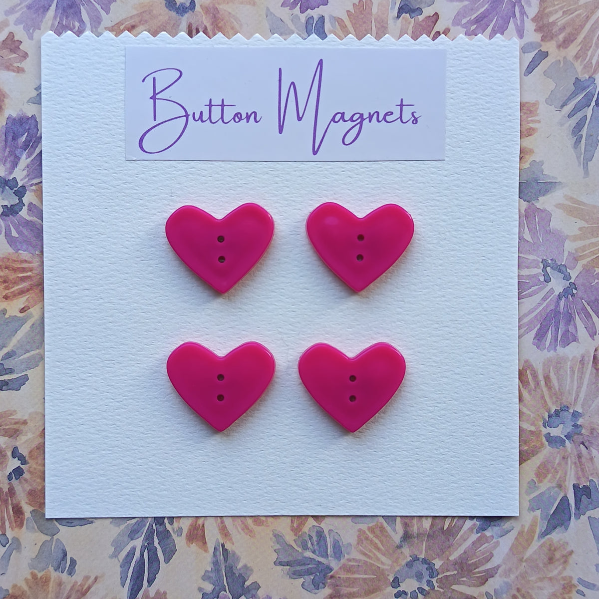 Medium Pink Heart Recycled Button Magnets - Arlene Stitch